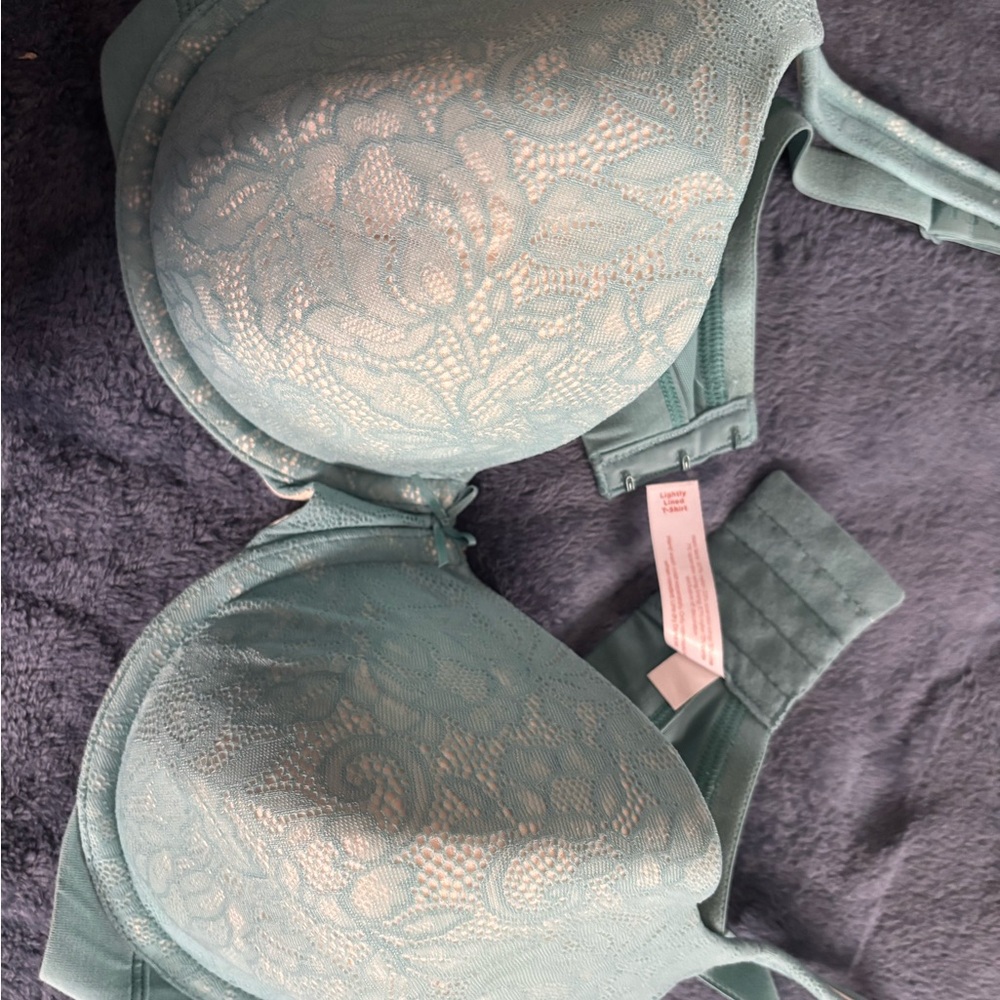 Cacique Lace Underwire Bra in Soft Teal